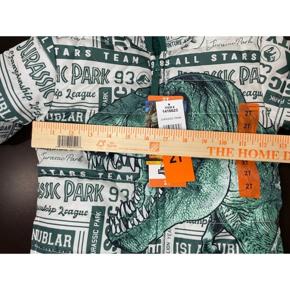 Jurassic Park Reversible Winter Jacket Green Toddler Size 2 Dinosaur - Picture 12 of 13